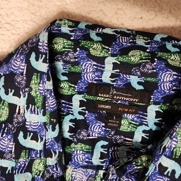 Marc Anthony Luxury Slim Fit Zebra Shirt - Picture 2 of 10